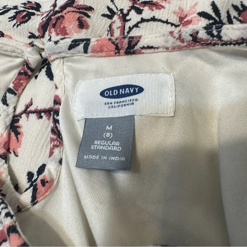 Old Navy Girls Mini Floral Off White & Pink Dress Size M Medium 8 Small Flaw